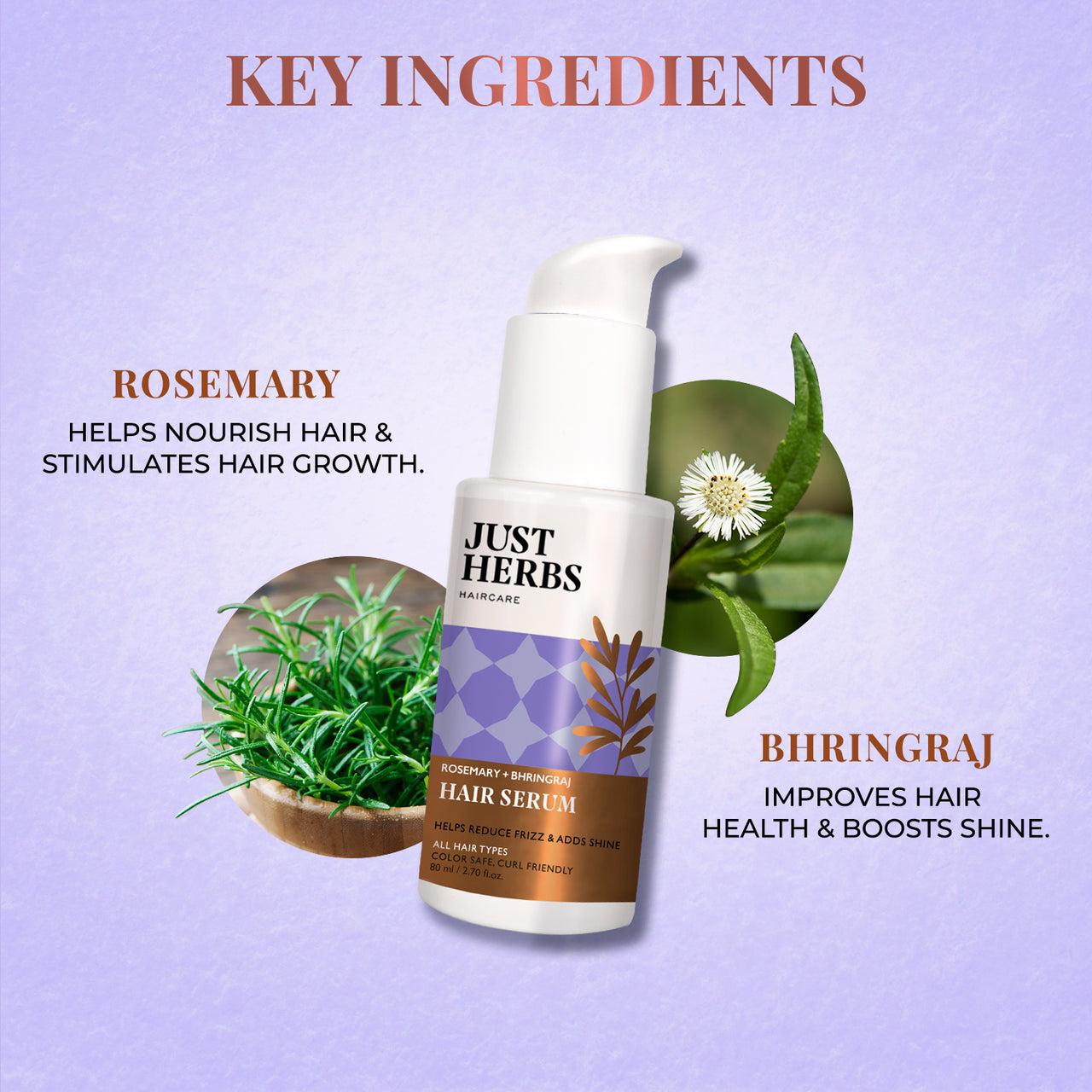 JUST HERBS Hair Serum with Rosemary and Bhringraj