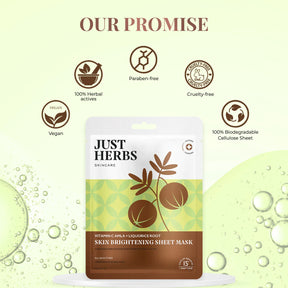 Just Herbs Vitamin C Amla Sheet Mask with Liquorice Root for Skin Brightening