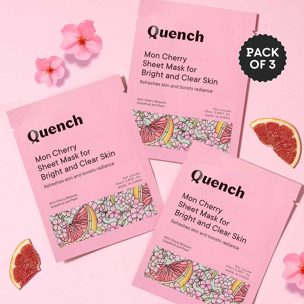 Quench Mon Cherry Sheet Mask For Bright And Clear Skin (Pack of 3)