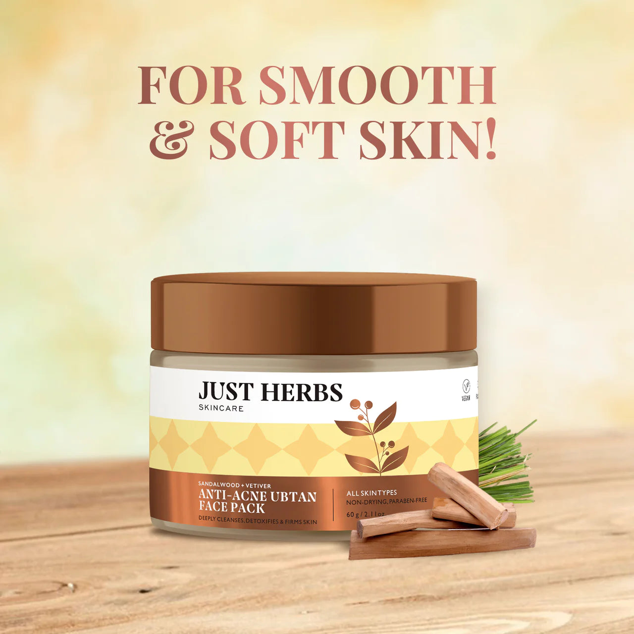 Just Herbs Anti-Acne Ubtan Face Pack with Sandalwood & Vetiver