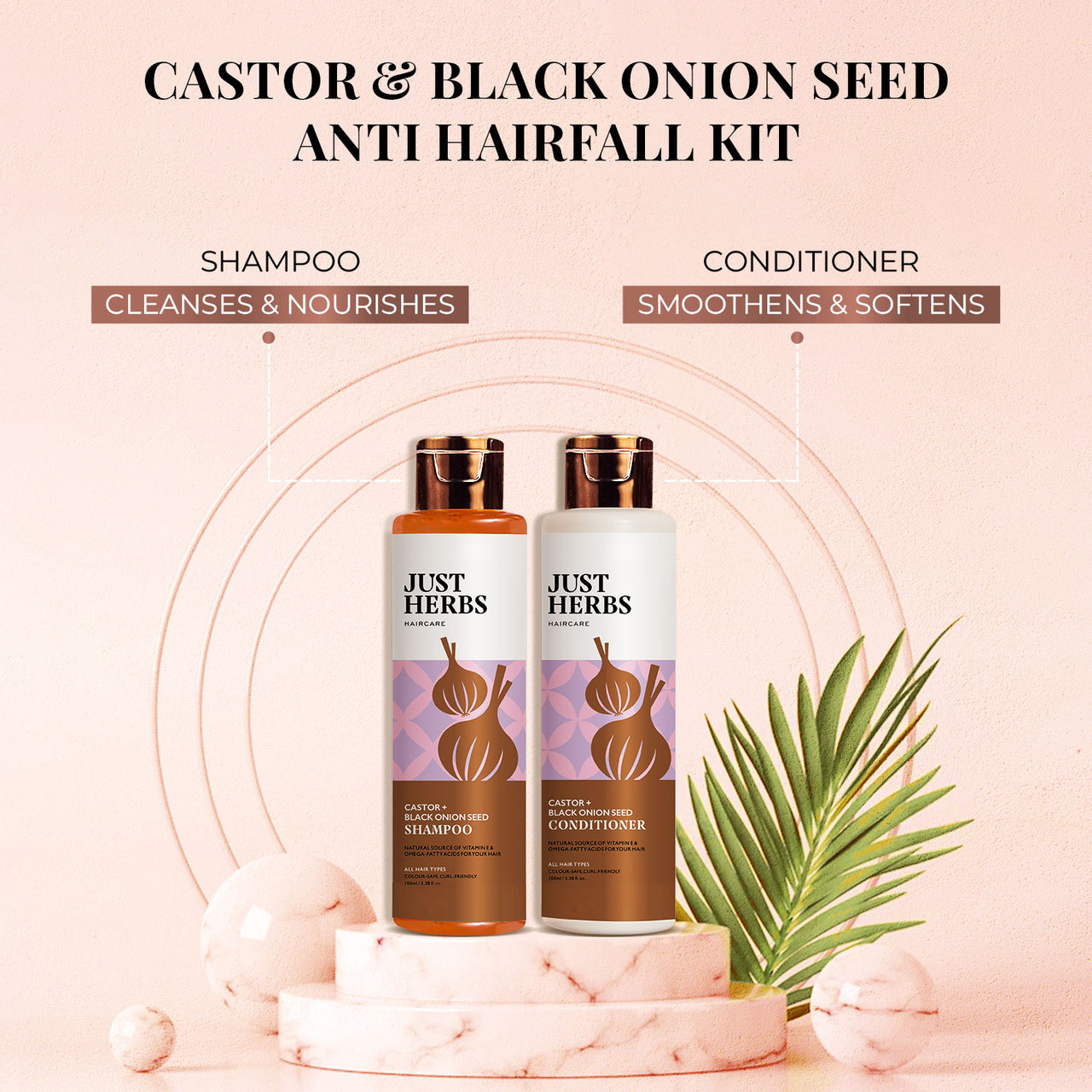 JUST HERBS Anti Hair Fall Kit with Castor & Black Onion Seed