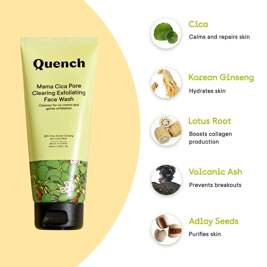 Quench Mama Cica Pore Clearing Exfoliating Face Wash - 100 ML