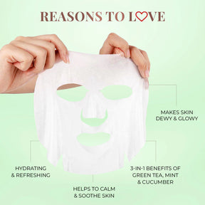 Just Herbs Green Tea Sheet Mask with Mint & Cucumber For Glowing Skin