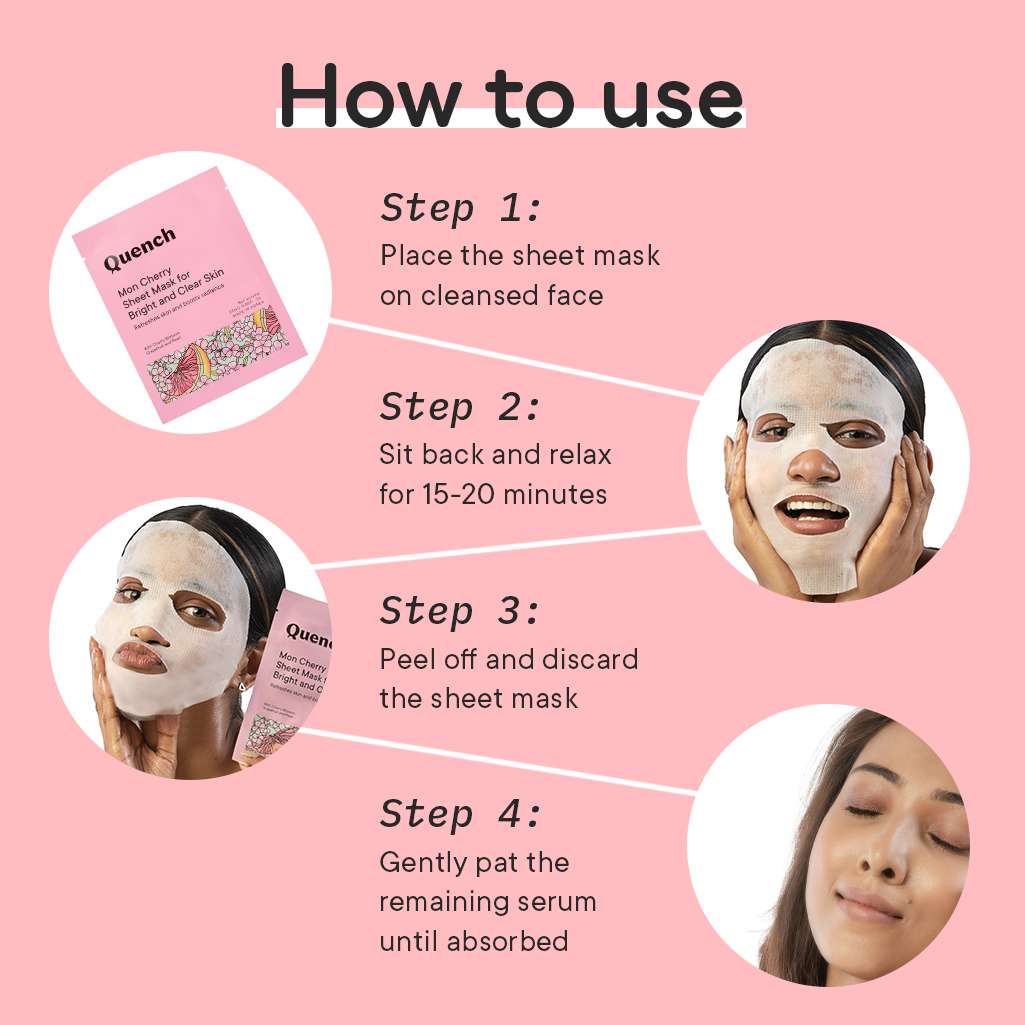 Quench Mon Cherry Sheet Mask For Bright And Clear Skin (Pack of 3)