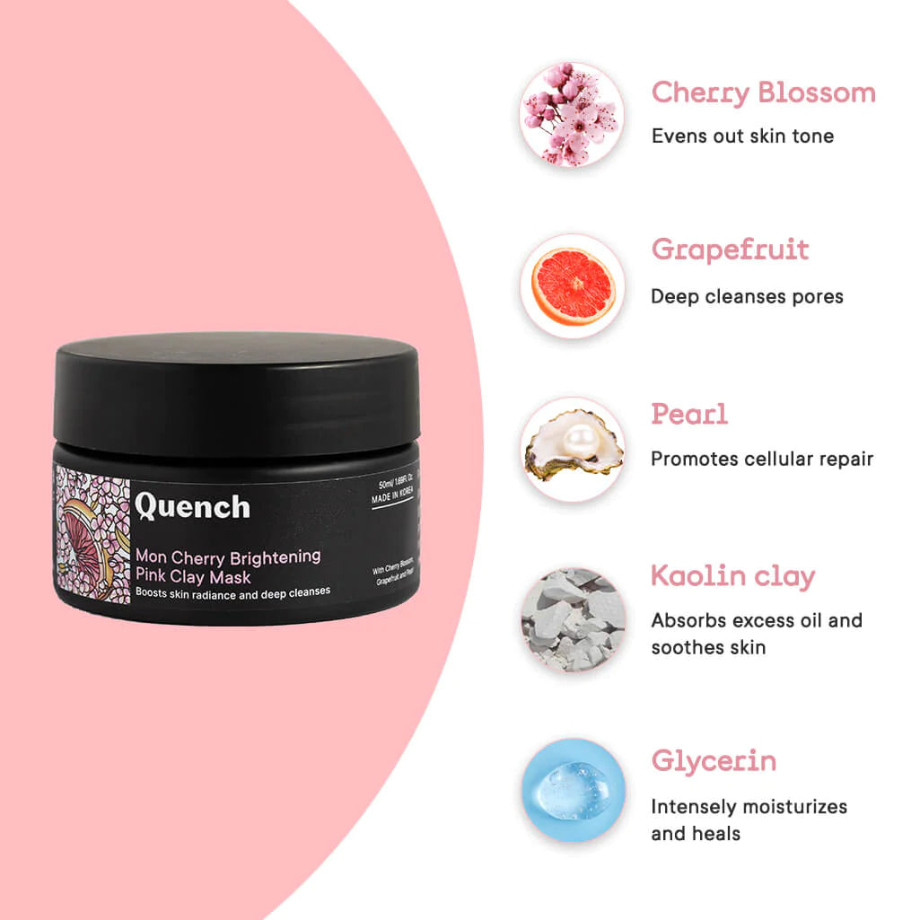 Quench Mon Cherry Brightening Pink Clay Mask - 50 ML