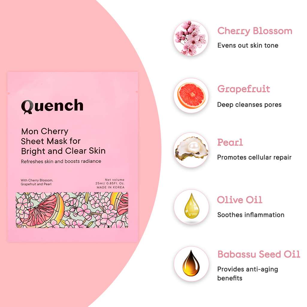 Quench Mon Cherry Sheet Mask for Bright and Clear Skin - 25 ML