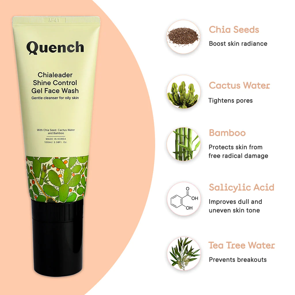 Quench Chialeader Shine Control Gel Face Wash - 100 ML