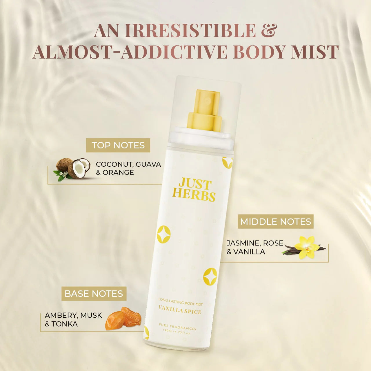 Just Herbs Long-Lasting Vanilla Spice Body Mist