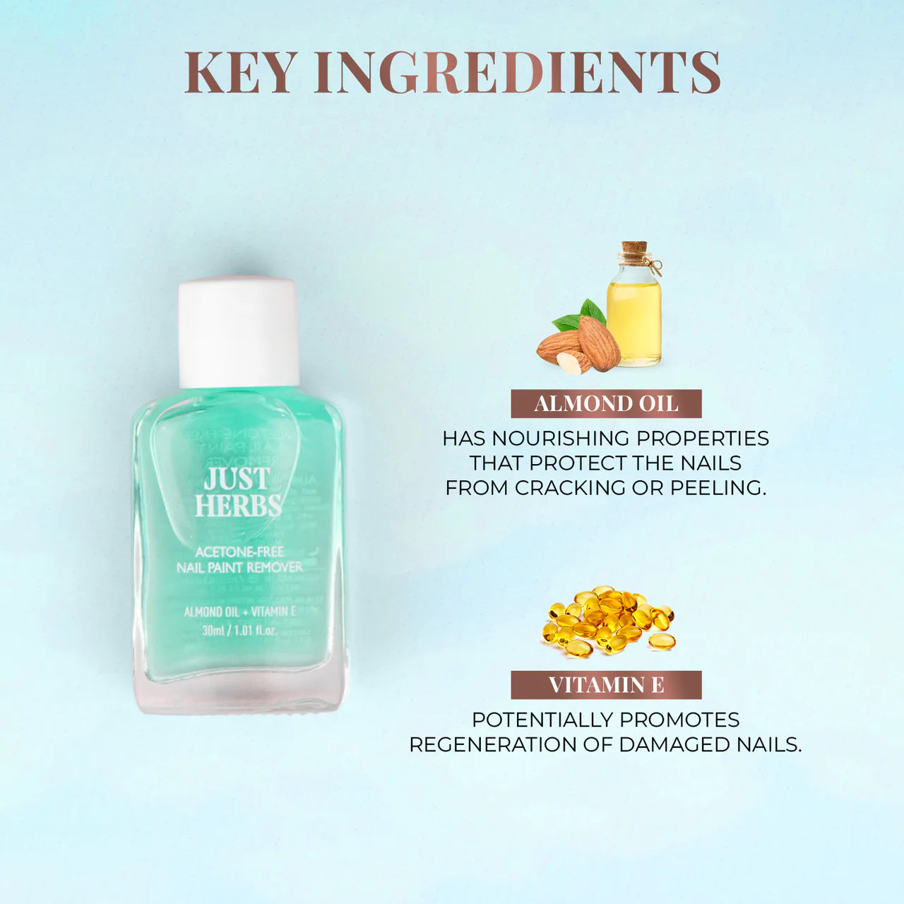 Just Herb Nail Paint Remover with Almond Oil and Vitamin E