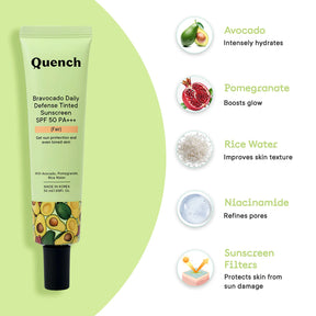 Quench Bravocado Daily Defense Tinted Sunscreen SPF 50 PA+++ - Light