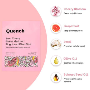 Quench Mon Cherry Sheet Mask For Bright And Clear Skin (Pack of 3)