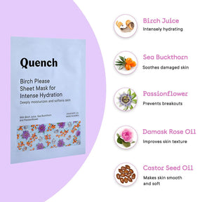 Quench Birch Please Sheet Mask for Intense Hydration (Pack of 6)