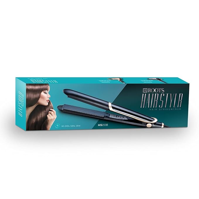 Roots Hair Straightener for Women - Ceramic Coated Plates - Quick Heat Up with Adjustable Temperature - For all Types of Hair