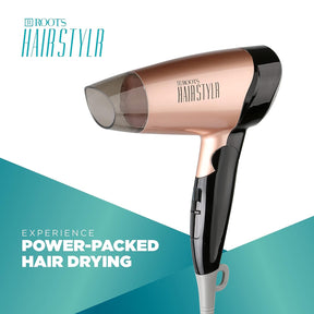 Roots Hair Dryer for Women - Ideal For Blowing/Drying - 1200 Watt Foldable Hair Dryer - 2 Heat Speed Setting
