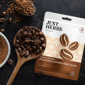 Just Herbs Coffee Sheet Mask with Cinnamon For Pollution Control