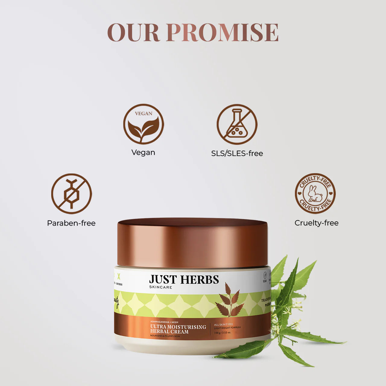 Just Herbs Ultra Moisturising Herbal Cream with Ashwagandha and Neem