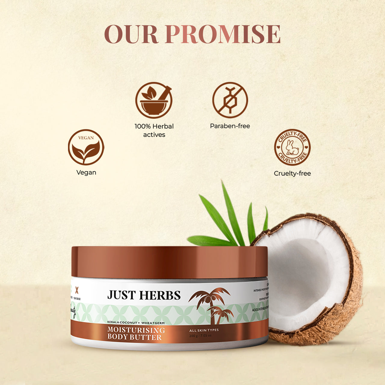 JUST HERBS Kerala Coconut & Wheatgerm Body Butter