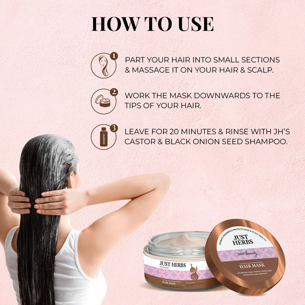 JUST HERBS Castor & Black Onion Seed Hair Mask