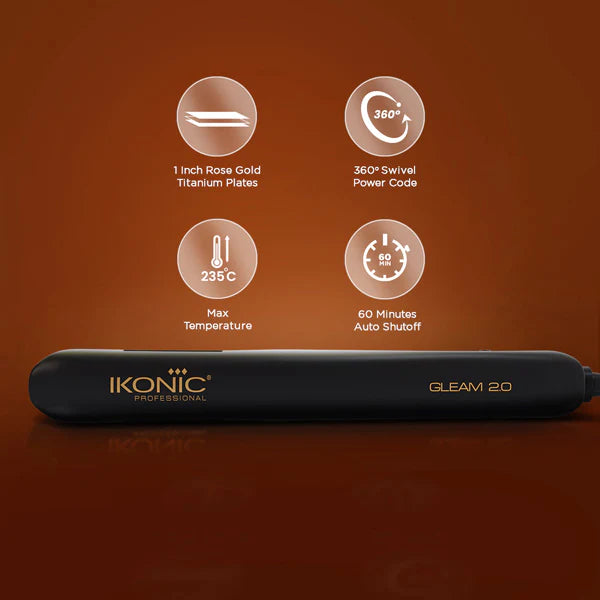 IKONIC GLEAM HAIR STRAIGHTENER - BLACK & ROSE GOLD 2.0