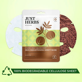 Just Herbs Vitamin C Amla Sheet Mask with Liquorice Root for Skin Brightening