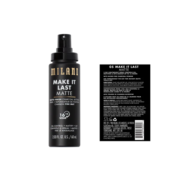 Milani MAKE IT LAST MATTE - MATTE FINISH CHARCOAL SETTING SPRAY