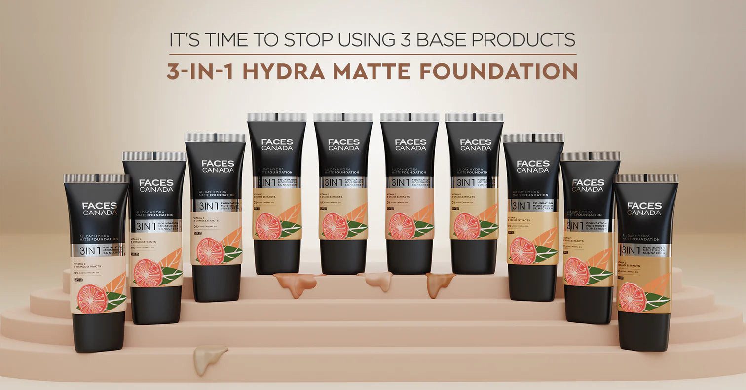 Facescanada 3-in-1 All Day Hydra Matte Foundation Hydrating Lightweight Matte Formula