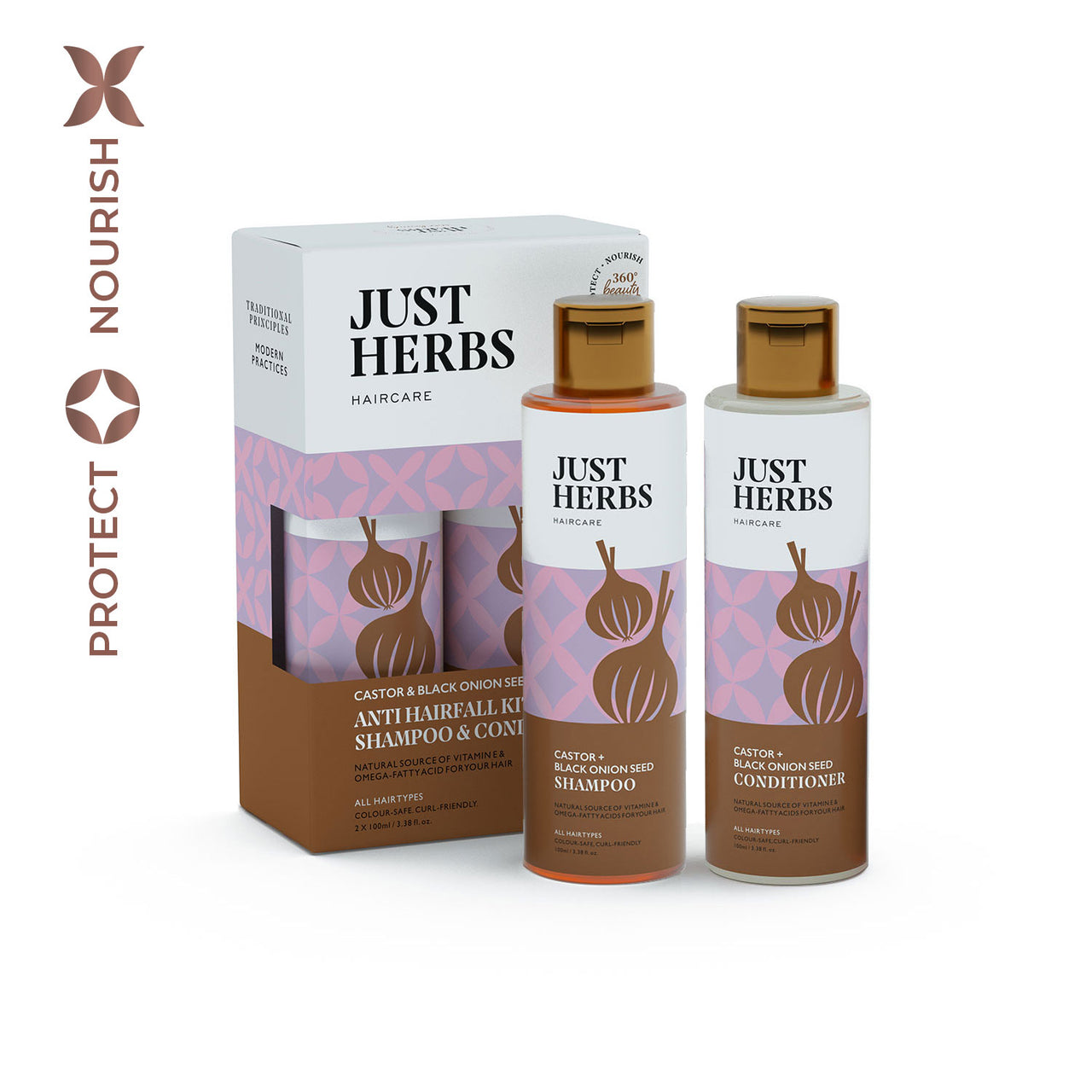 JUST HERBS Anti Hair Fall Kit with Castor & Black Onion Seed