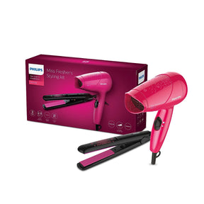 Philips Styling Kit | Hair Straightener and Dryer Combo | Silkprotect Technology | 1000W Hair Dryer| HP8643/46