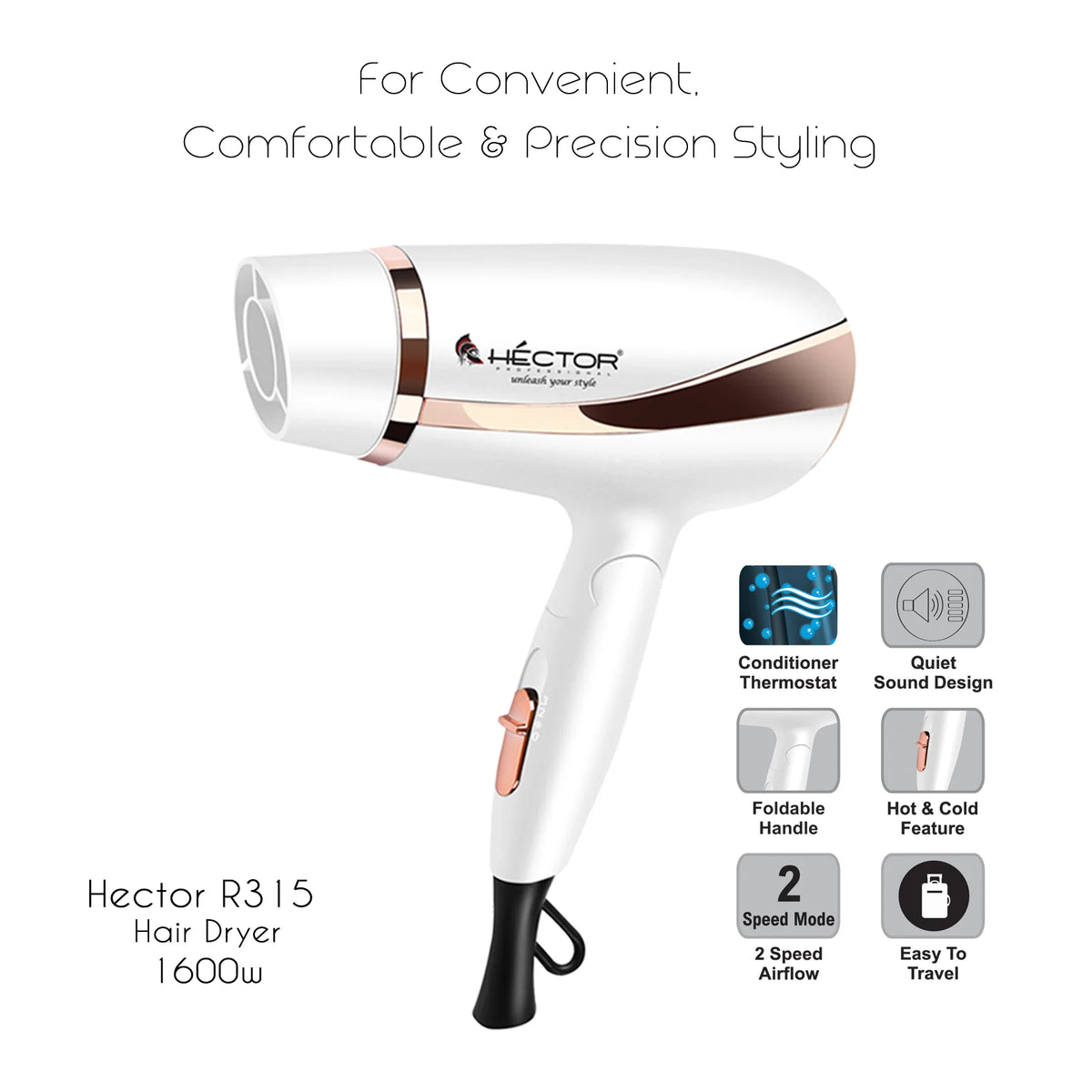 Hector Professional Comfortable & Precision Styling Hair Dryer -1600 Watt