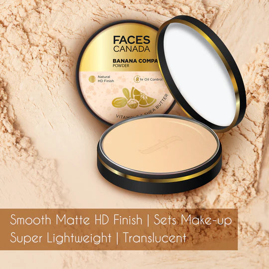 Facescanada Banana Compact Powder All-Day Radiant, Flawless Skin