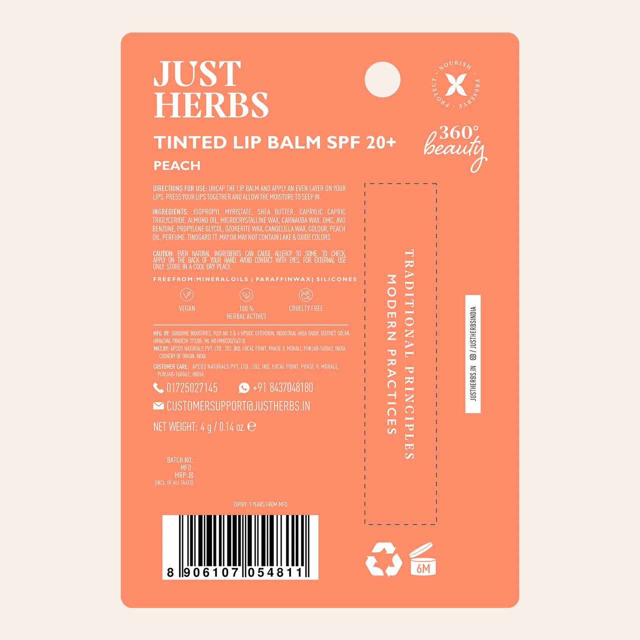 Just Herbs Tinted Lip Balms SPF 20+