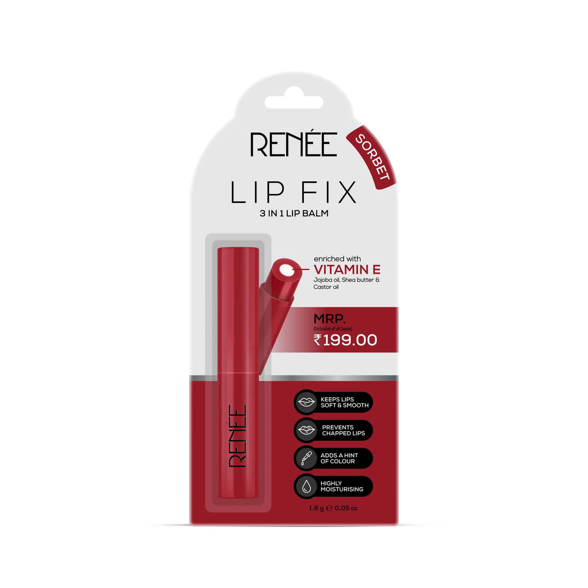 RENEE Lip Fix 3 In 1 Lip Balm, 1.6gm