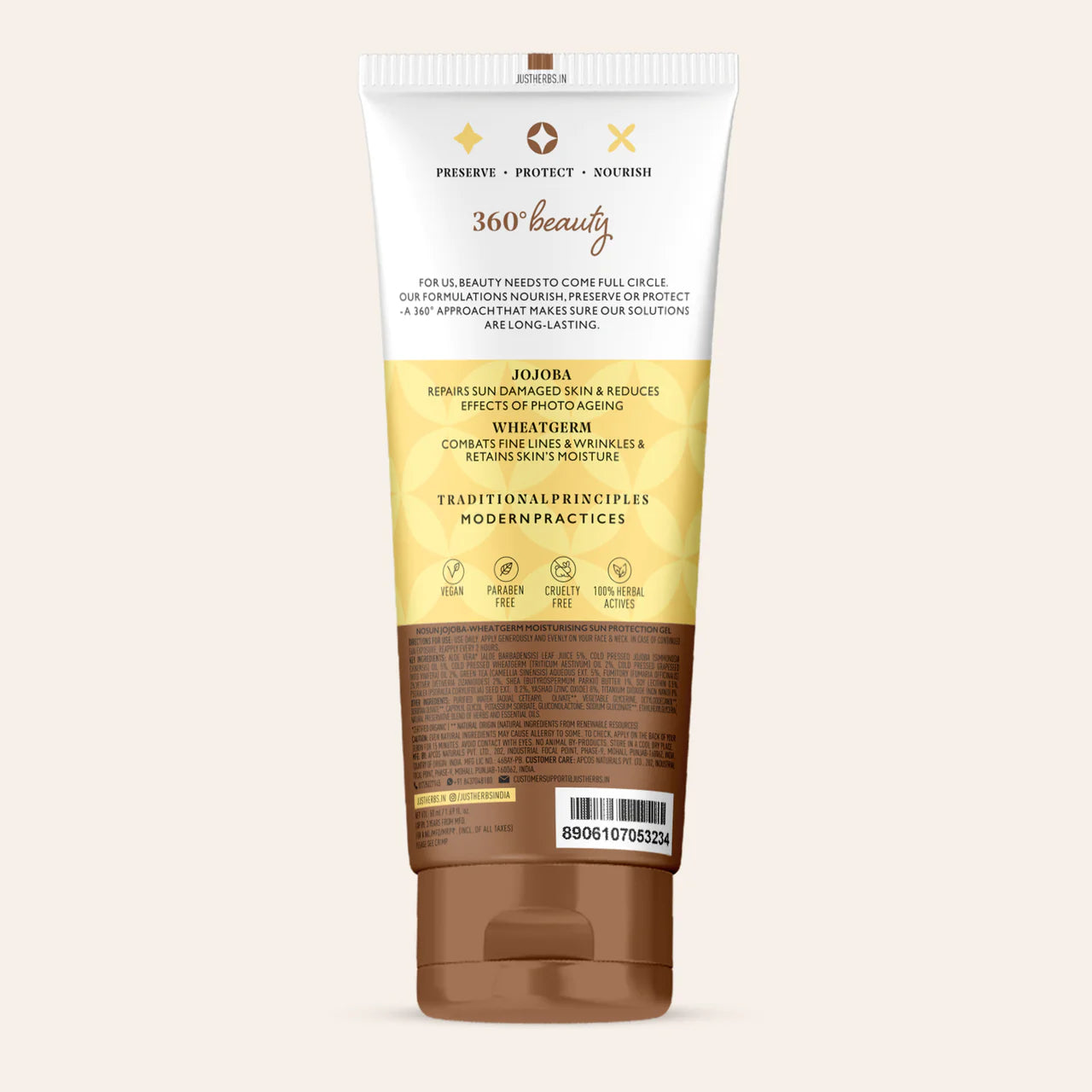 Just Herbs Moisturising Sunscreen Gel with SPF 35+ PA++++ with Jojoba and Wheatgerm