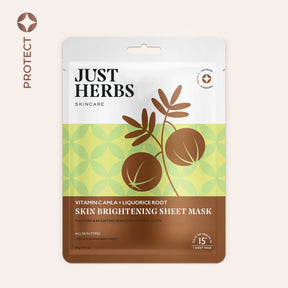 Just Herbs Vitamin C Amla Sheet Mask with Liquorice Root for Skin Brightening