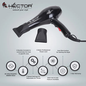 Hector Professional 2000 Watt Hair Dryer For Women