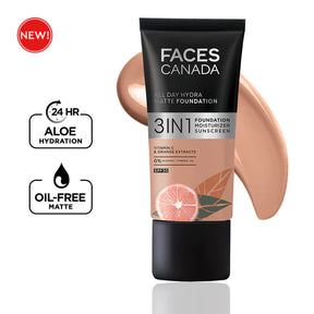 Facescanada 3-in-1 All Day Hydra Matte Foundation Hydrating Lightweight Matte Formula