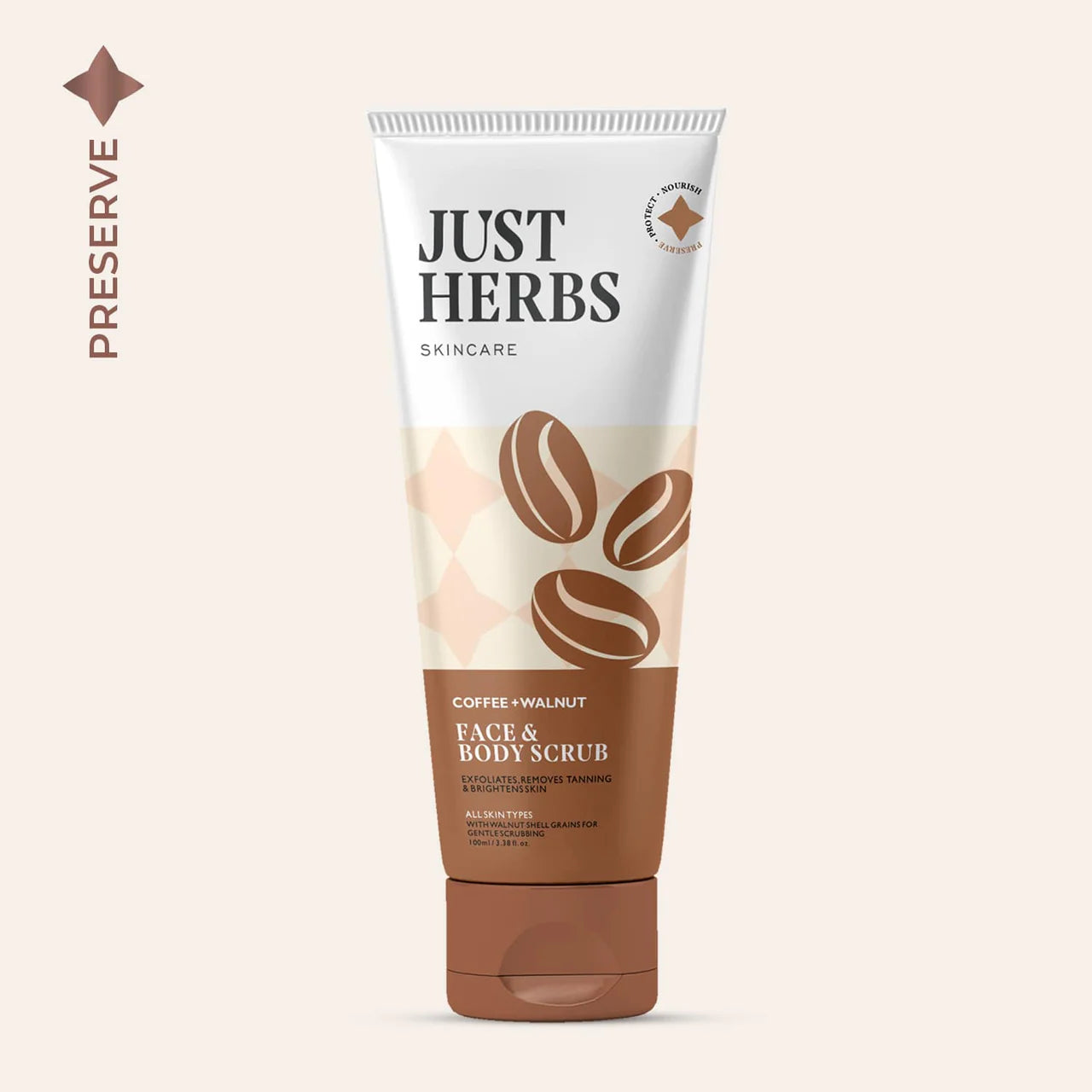 Just Herbs Face and Body Scrub - Coffee and Walnut