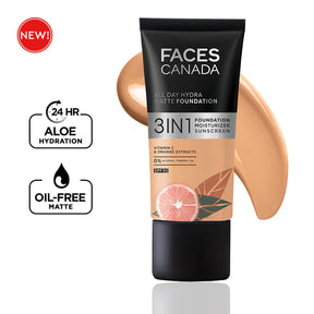 Facescanada 3-in-1 All Day Hydra Matte Foundation Hydrating Lightweight Matte Formula