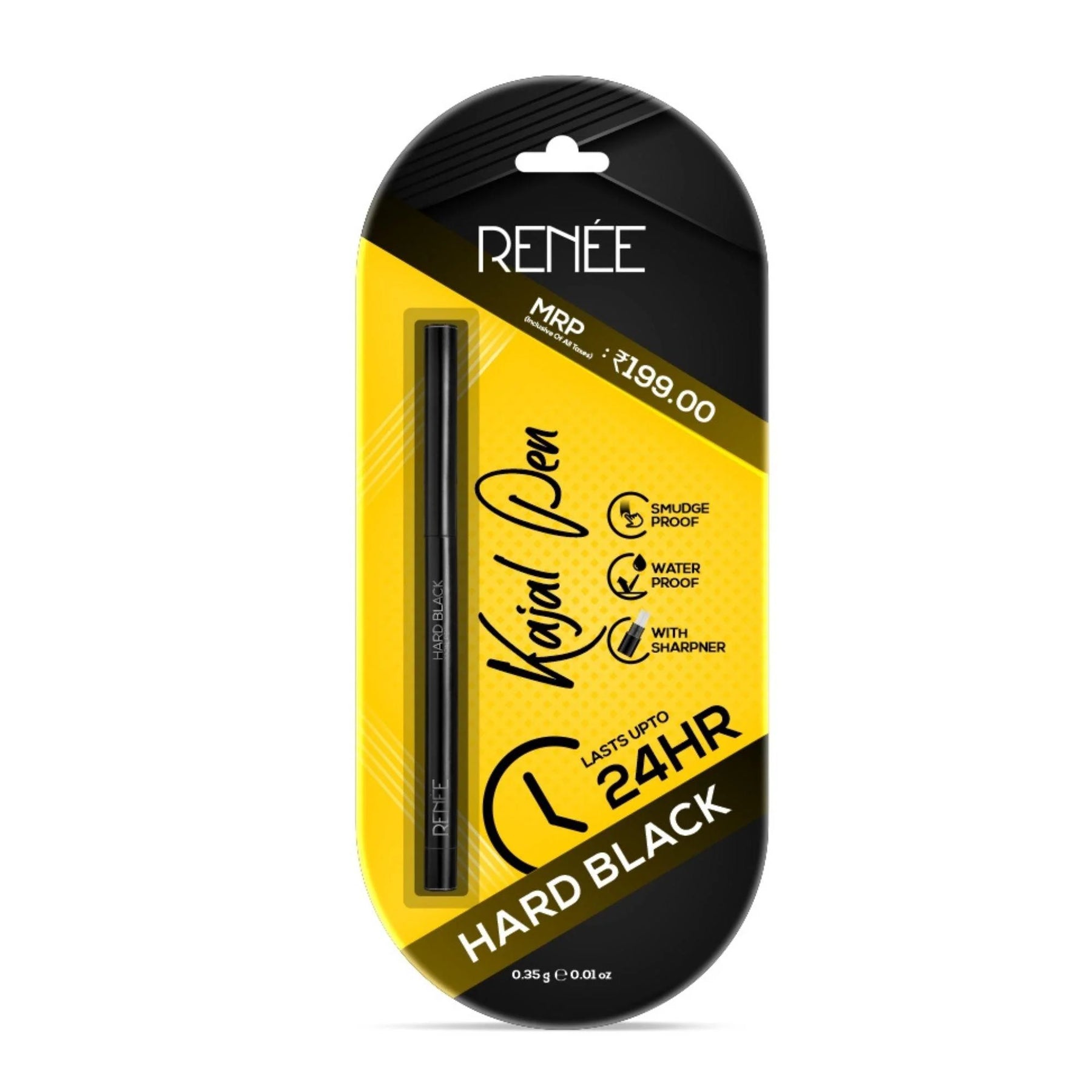 RENEE Hard Black Kajal Pen With Sharpener