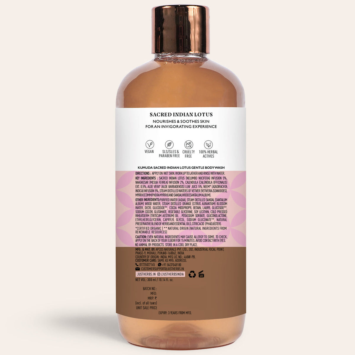 Just Herbs Sacred Indian Lotus Body Wash